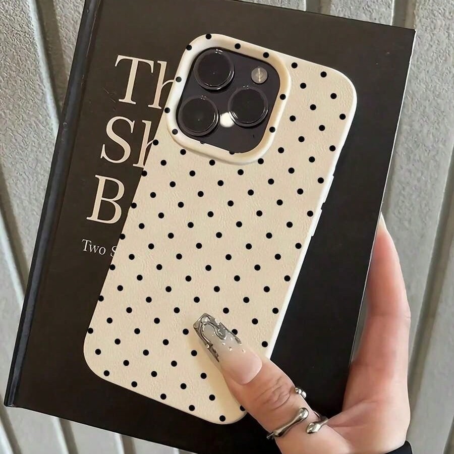 Polka-dot Phone Case With A Faux Leather Texture photo 1
