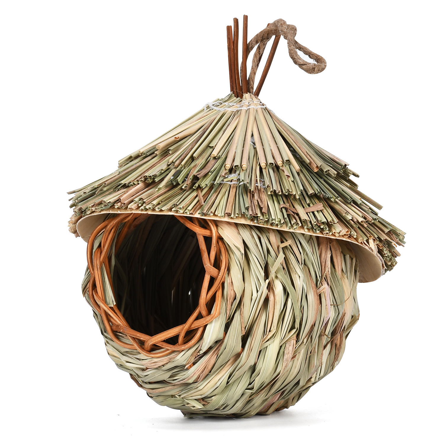 Creative Hanging Straw Bird Nest Manual Environment Layout photo 2