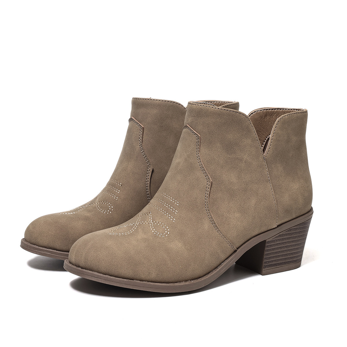 Retro-style Export Bestseller Embroidered Low-top Boots photo 2