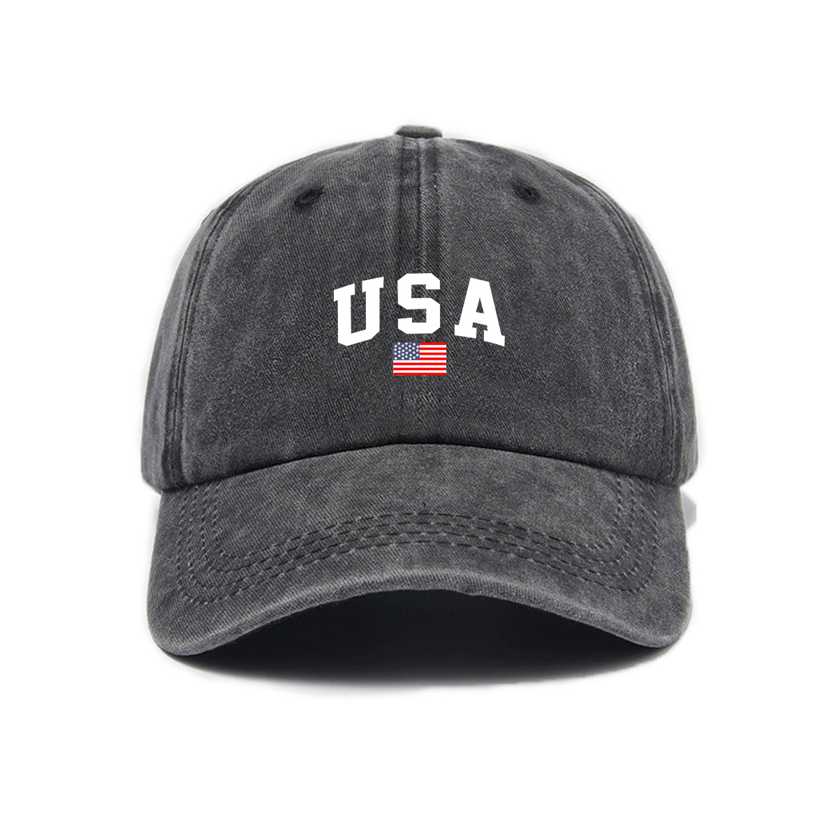 Letter-print Washed-and-distressed Soft-crown Vintage Baseball Cap photo 3
