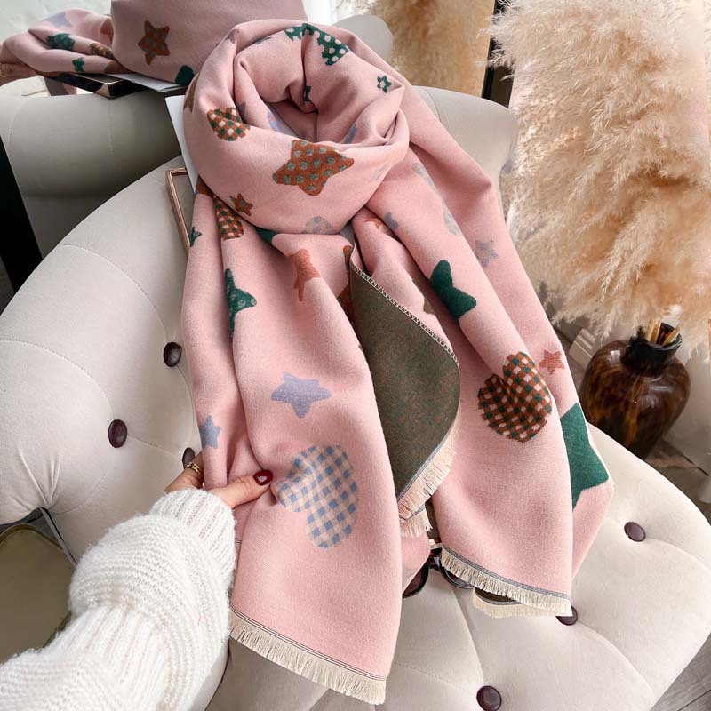 Womens Double-sided Scarfshawl Skin-friendly Thick And Warm photo 2