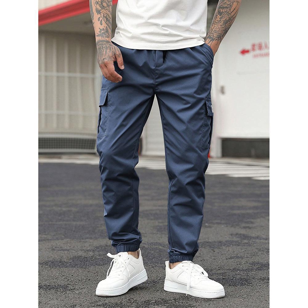 Men's Retro Drawstring Multi Pocket Workwear Casual Pants photo 8