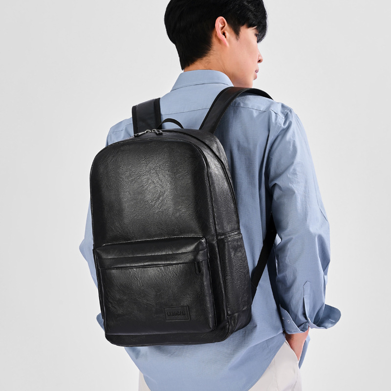 PU Leather Backpack Mens Large-capacity School Bag photo 1