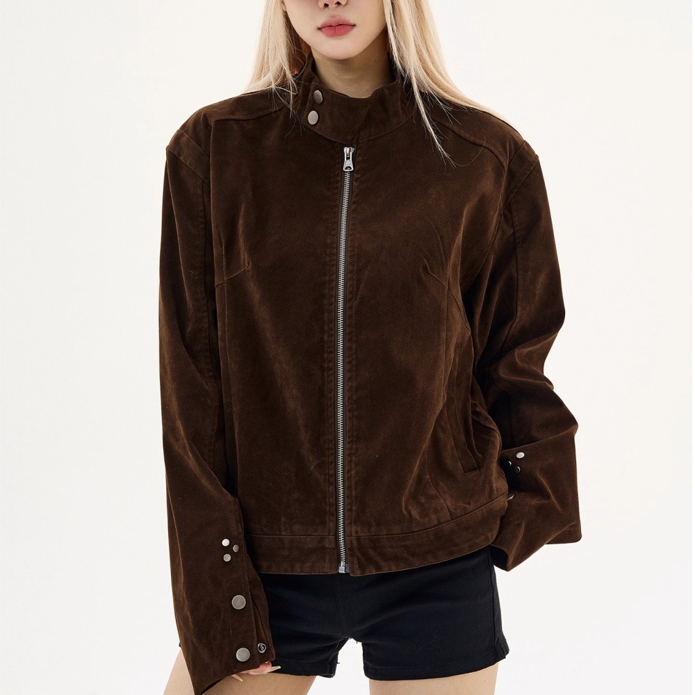Men's And Women's Brown Suede Couple Jackets photo 1