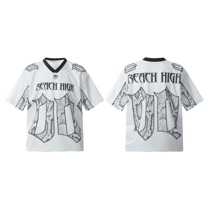 Snake Scale Design Mesh Jersey Short Sleeve T-shirt Loose photo 4