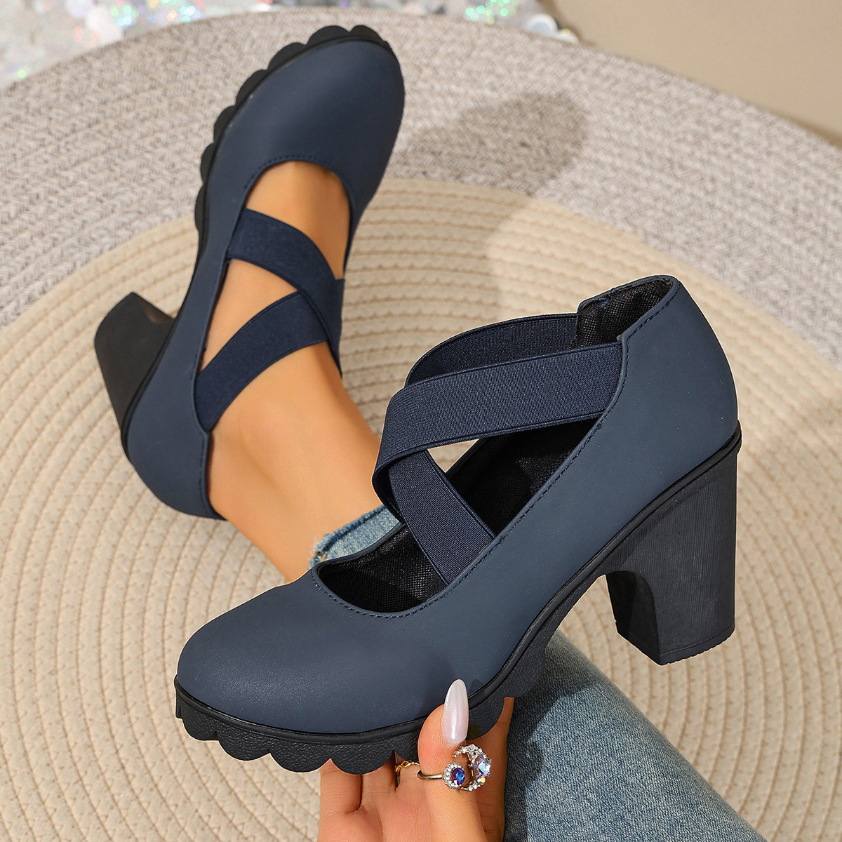 Retro Cross-strap Platform High Heels photo 3