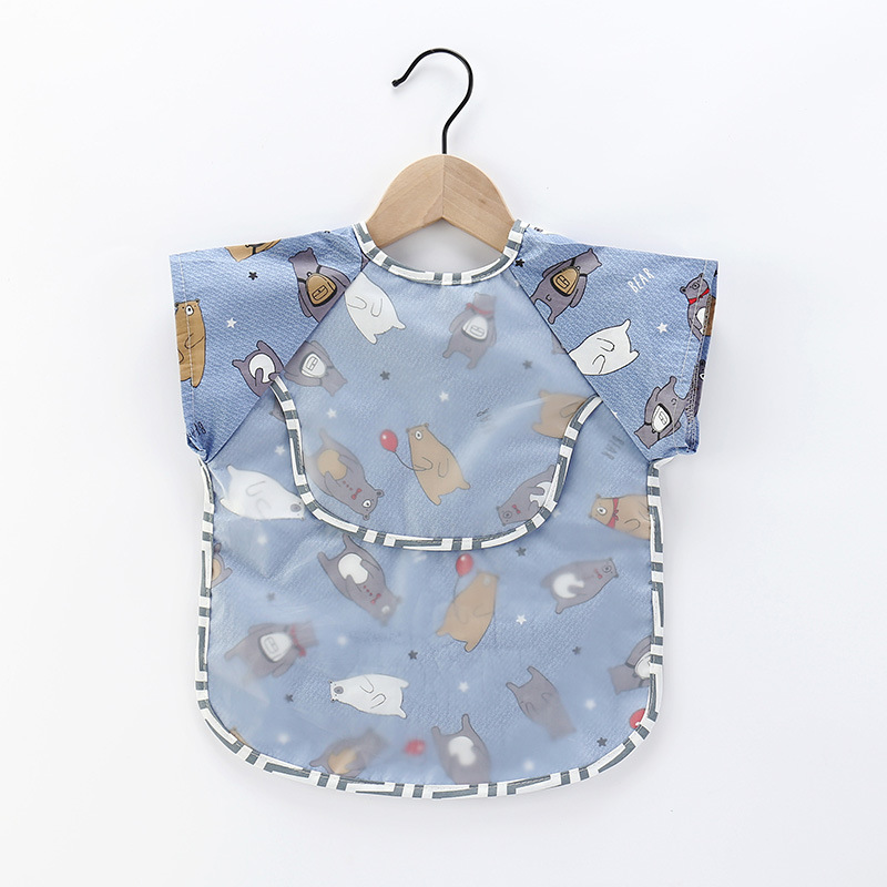Foldable Baby Smock Bib - Waterproof Long Sleeve Feeding Apron with Pocket for Toddlers photo 3