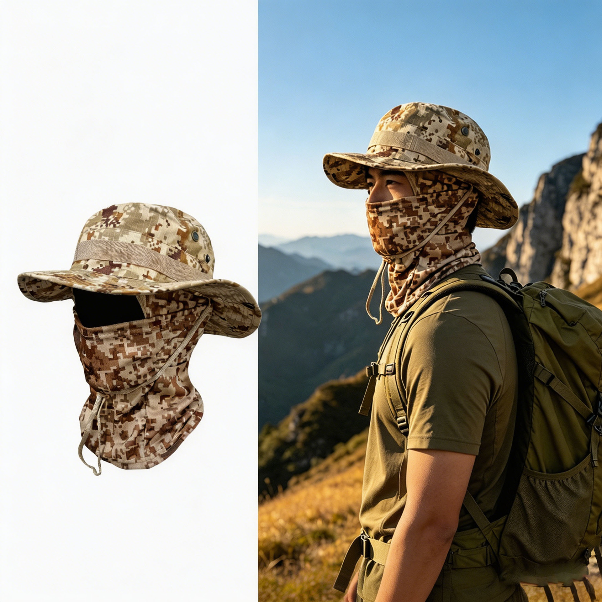 Camouflage Quick-Drying Sun-Protection Outdoor Wide-Brimmed Sun Hat photo 3