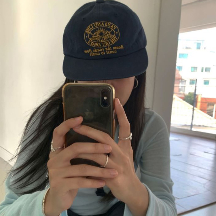 Korean Niche Letter Embroidery Simple Solid-color Vintage Street-style Baseball Cap photo 1
