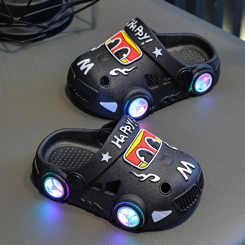 Childrens Car-Shaped Glowing Non-Slip Soft-Soled Slippers photo 5
