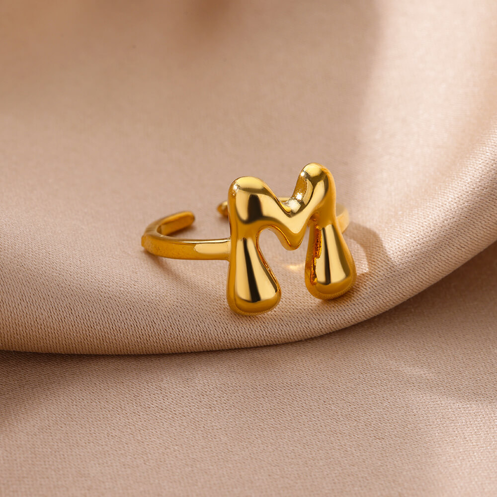 Cute Bubble Letters Ring Gold 18K Gold Plated Ring photo 1