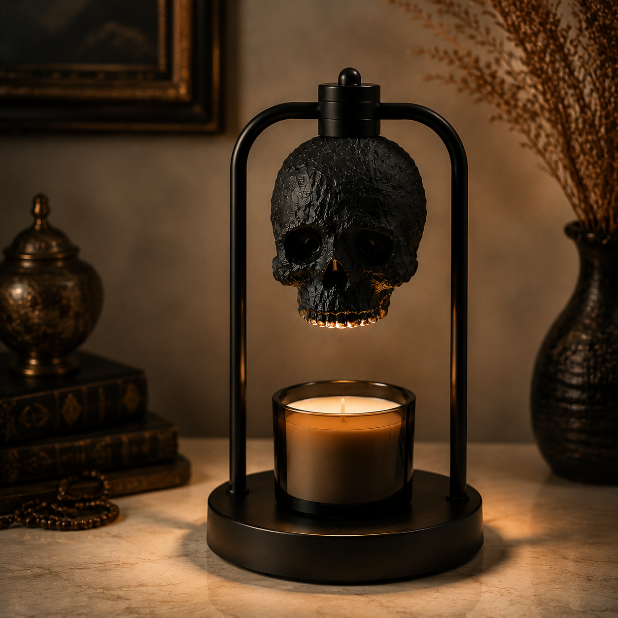 Adjustable Dimmable Skull Table Lamp Timer Candle Warmer photo 7