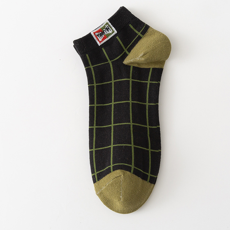 Mens Cotton Socks Plaid Pattern Low-cut All-season photo 3