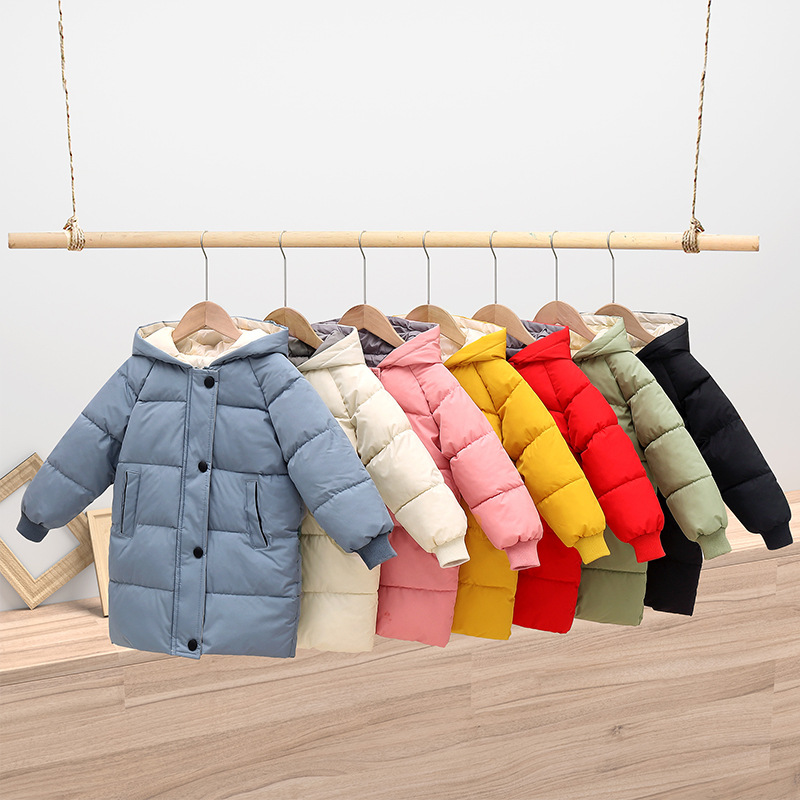 Thick Hooded Long Kids Coat Warm Pure Cotton photo 1