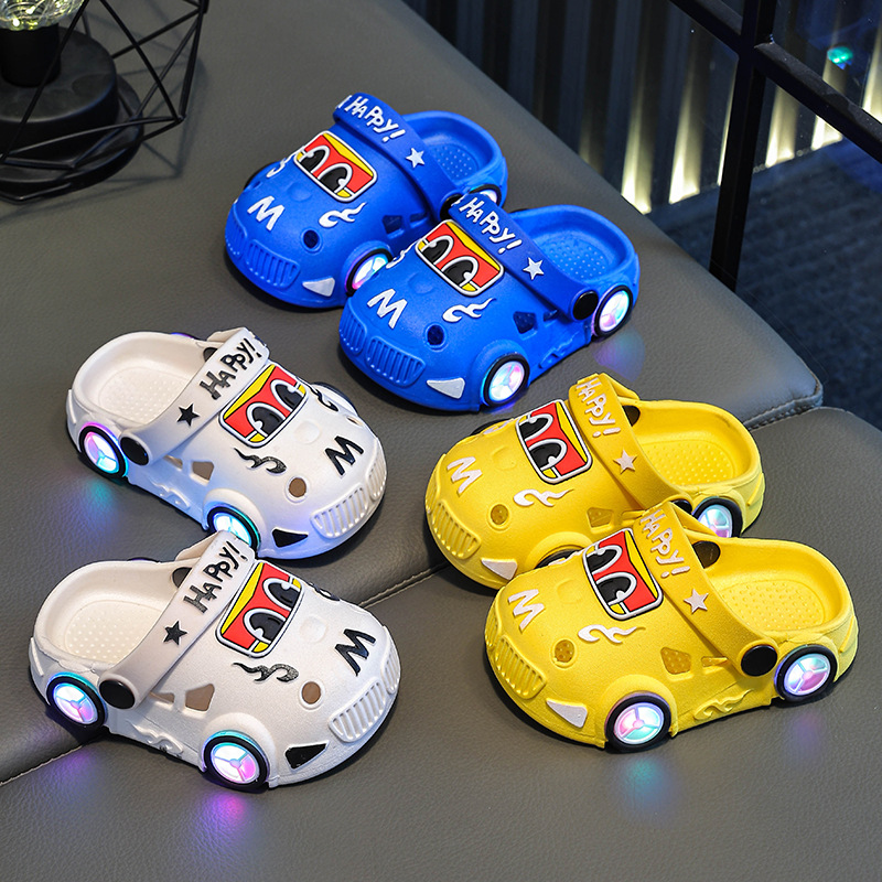 Childrens Car-Shaped Glowing Non-Slip Soft-Soled Slippers photo 1