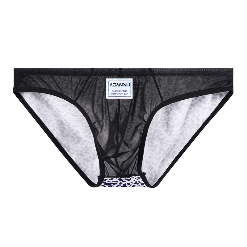 Transparent Sexy Leopard-print Mesh Mens Briefs photo 3