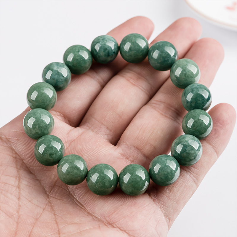 Womens Deep Jadeite Green Round-bead Bracelet photo 1