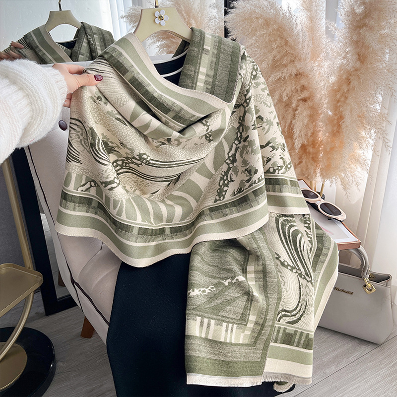 Leopard-print Zebra Jacquard Shawl Double-sided Scarf photo 7