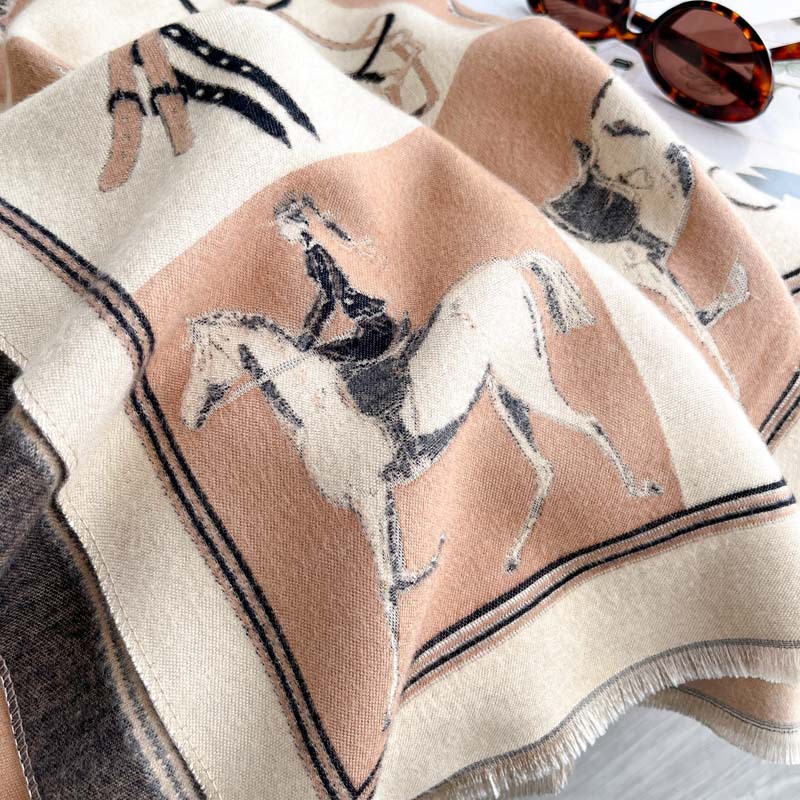 Thickened Double-sided Scarf With Tassel And Frayed Edges For Fall And Winter photo 6