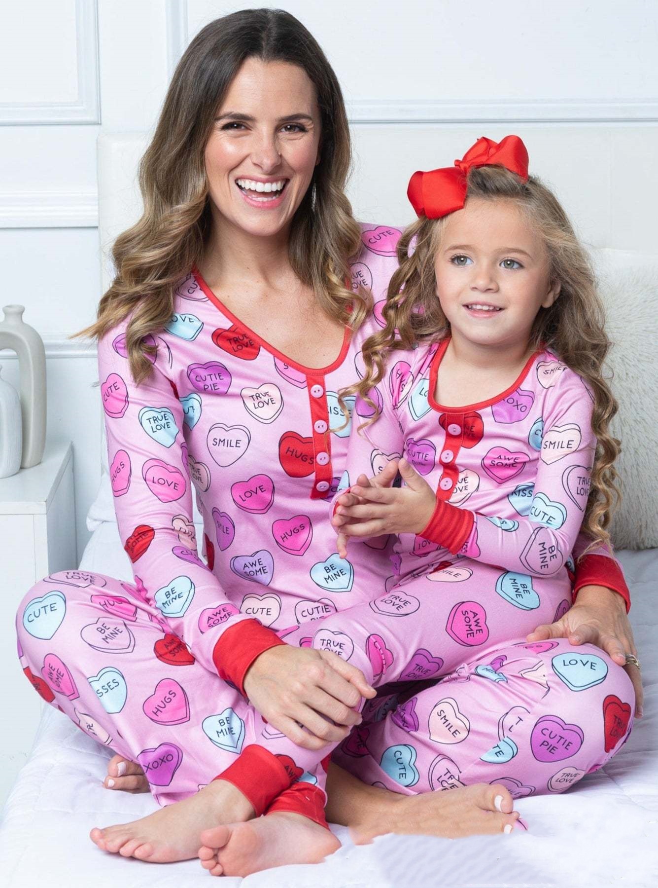 Beauty Clothing Valentine's Day Heart Printing Leisure Pajamas Pajamas Parent-child Suit photo 5
