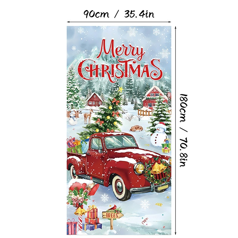 Christmas-themed Scene Decoration Backdrop Door Curtain photo 4