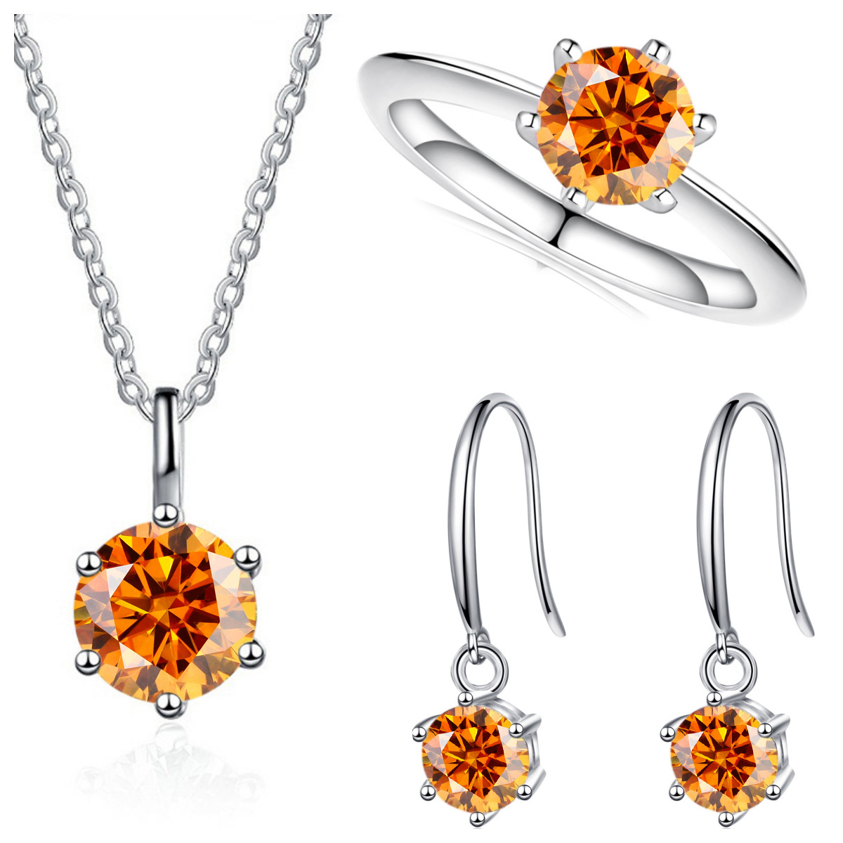 3-Carat Sterling Silver Moissanite Jewelry Set photo 3