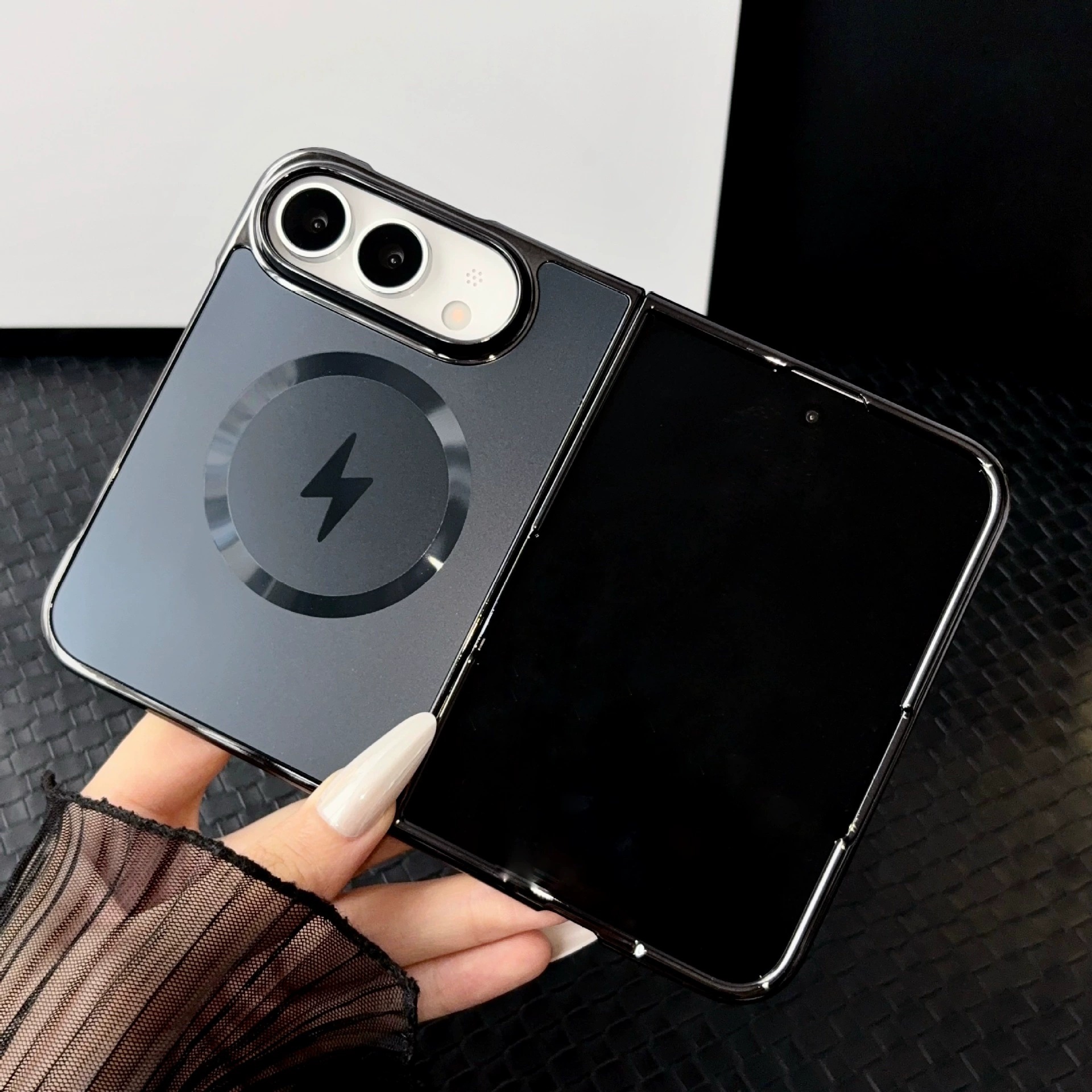 Matte Glitter Magnetic Suction Foldable Drop-proof Phone Case photo 1
