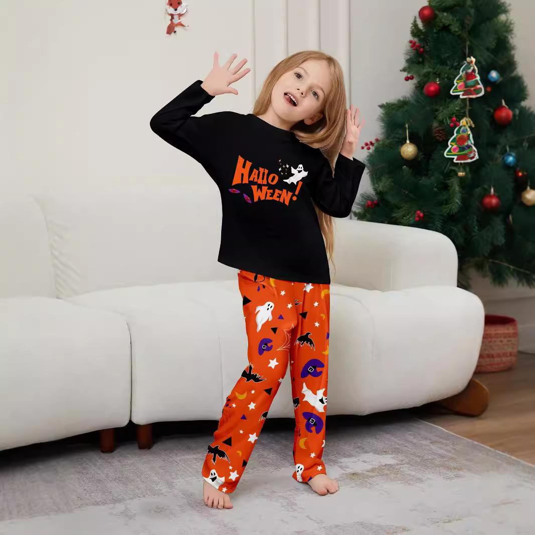 Parent-child Pajamas Long Sleeve Two-piece Set Eye Letter Printed Homewear photo 2
