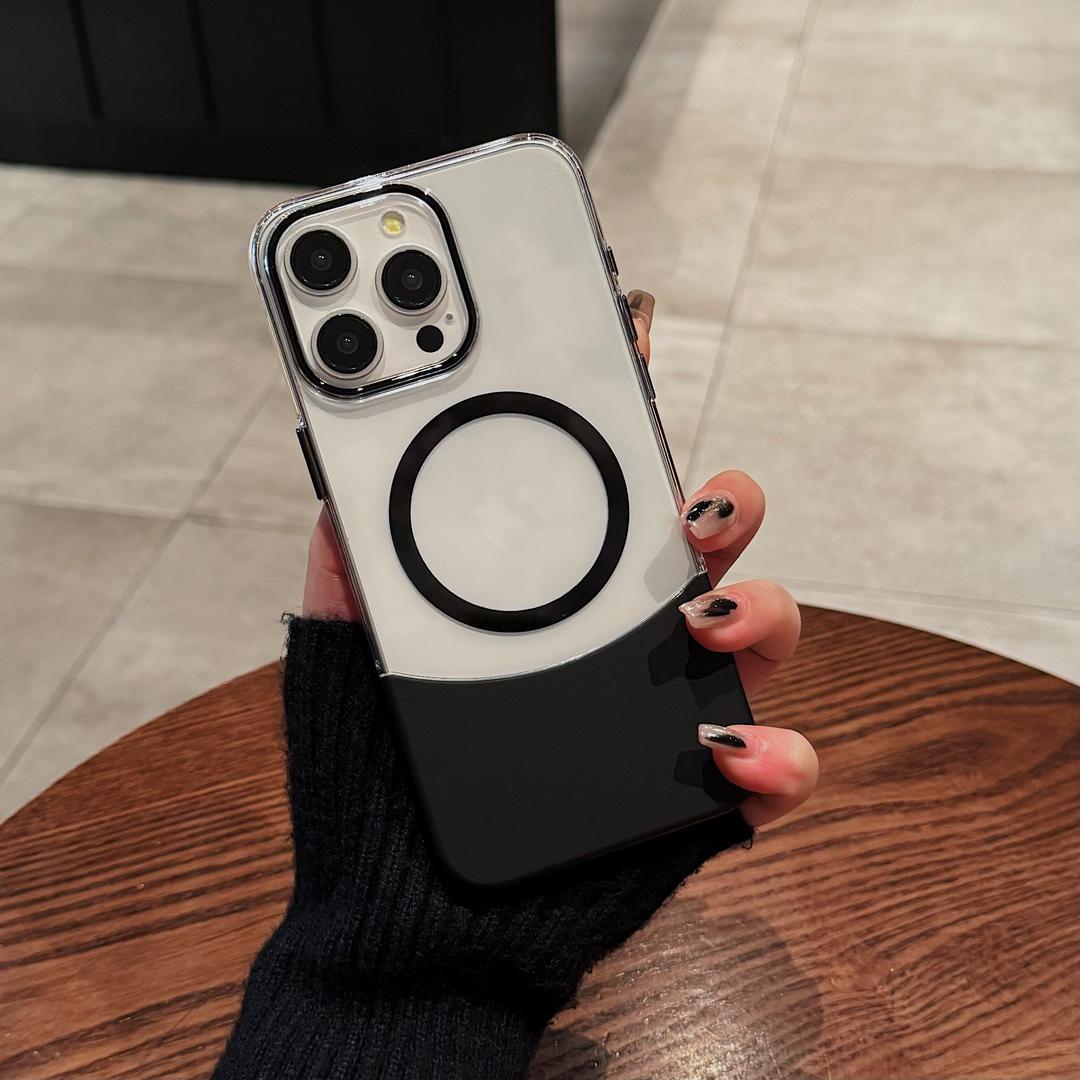 Phone Case Magnetic Up And Down Plug AF Transparent Stitching Two-color Protective Sleeve photo 2