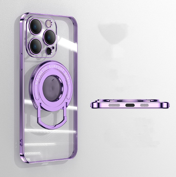 Iphone15 Pull Rod Magnetic Suction Phone Case Electroplating 14 Invisible Bracket 13ProMax Transparent Soft Cover photo 6