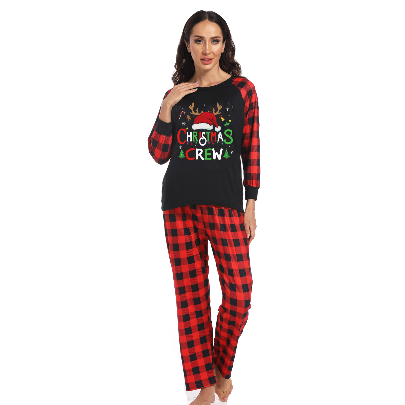 European And American Christmas Parent-child Homewear Clothes Pajamas Suit photo 3