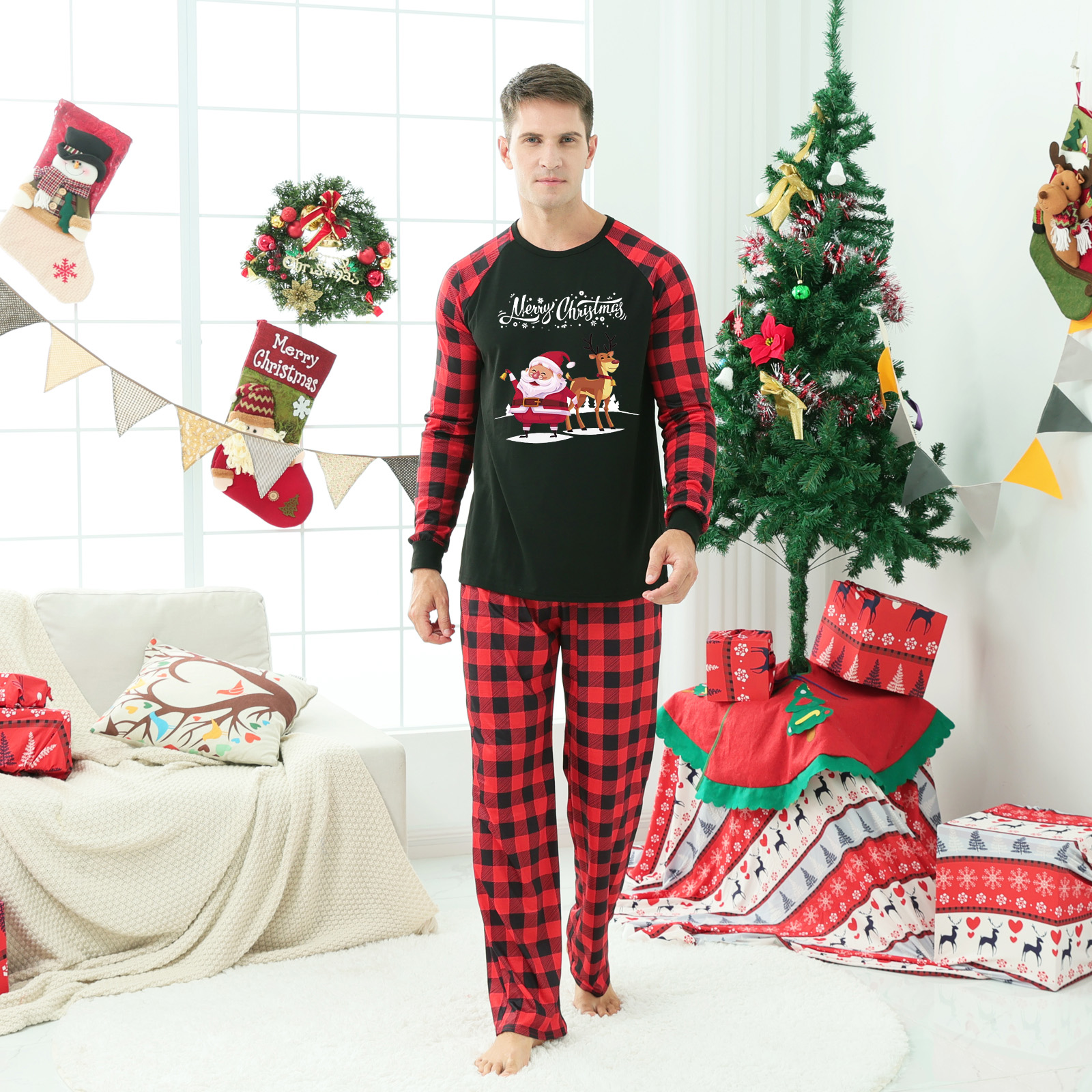 Christmas Parent-child Homewear Clothes Pajamas Suit photo 2