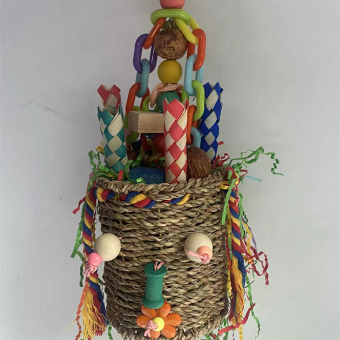 Large Parrot Halloween Shaped Chew Nut Colored Paper Grass Woven Puzzle Bird Toy photo 1