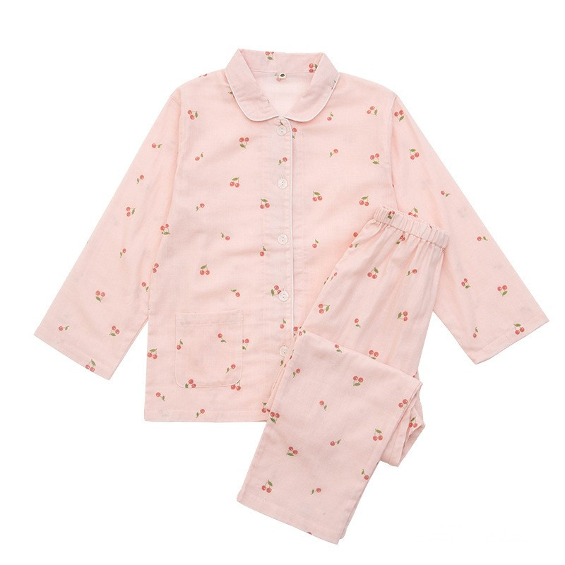 Spring And Summer All Cotton Gauze Cute Cartoon Long Sleeved Pajama Set For Boys And Girls photo 3