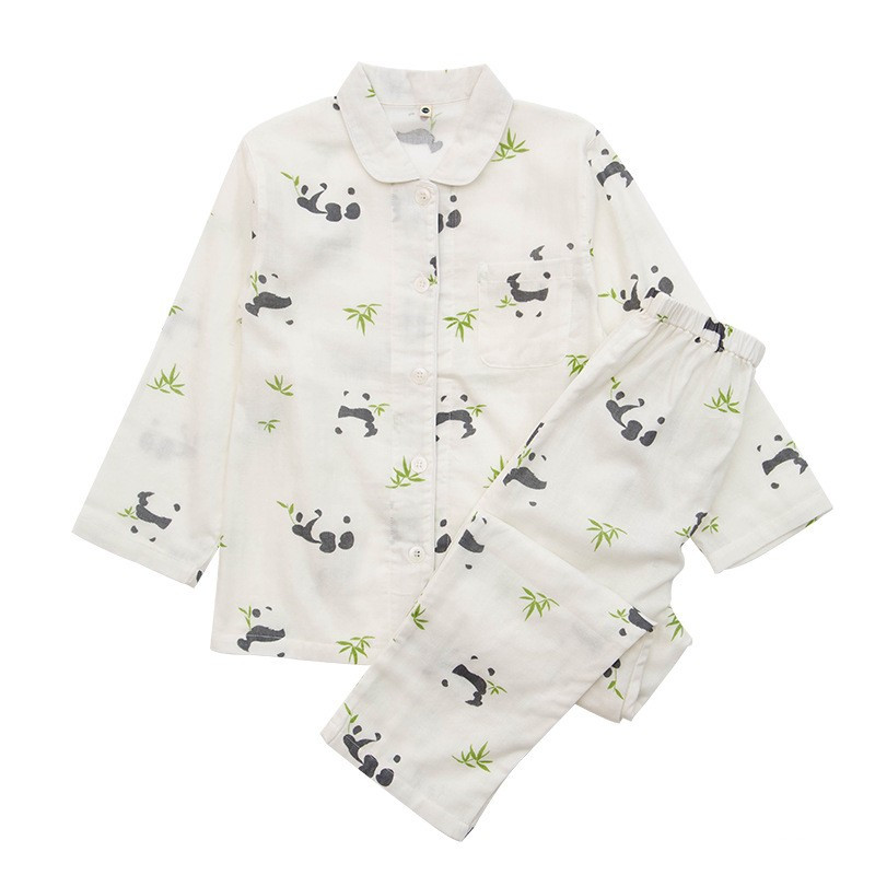 Spring And Summer All Cotton Gauze Cute Cartoon Long Sleeved Pajama Set For Boys And Girls photo 8