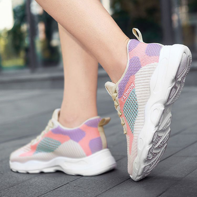 Casual Colorblock Lace-up Sneakers Women Versatile Breathable Lightweight Walking Running Shoes photo 6