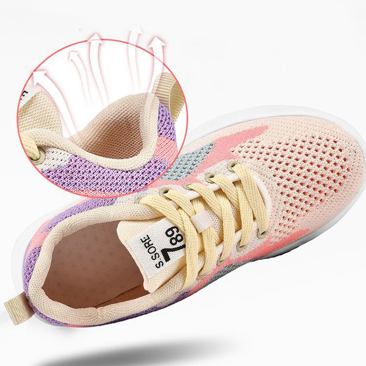 Casual Colorblock Lace-up Sneakers Women Versatile Breathable Lightweight Walking Running Shoes photo 4