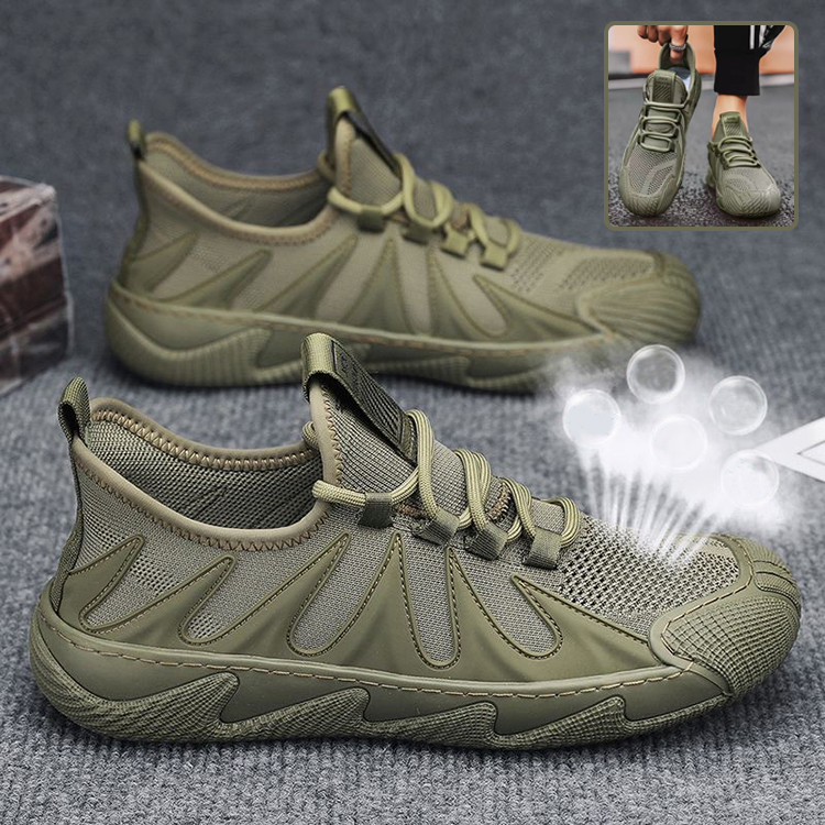 Breathable Mesh Sports Shoes Casual Lace-up Sneakers Men Non-slip Shoes photo 1
