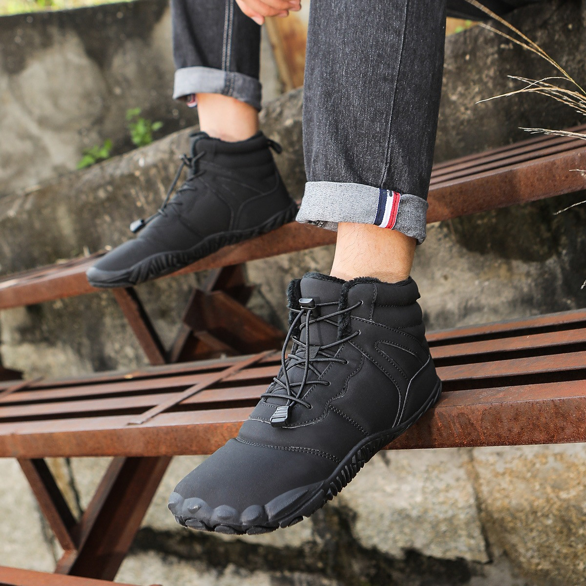 Five-finger Cotton Shoes Non-slip Snow Boots Waterproof Fleece-lined photo 1