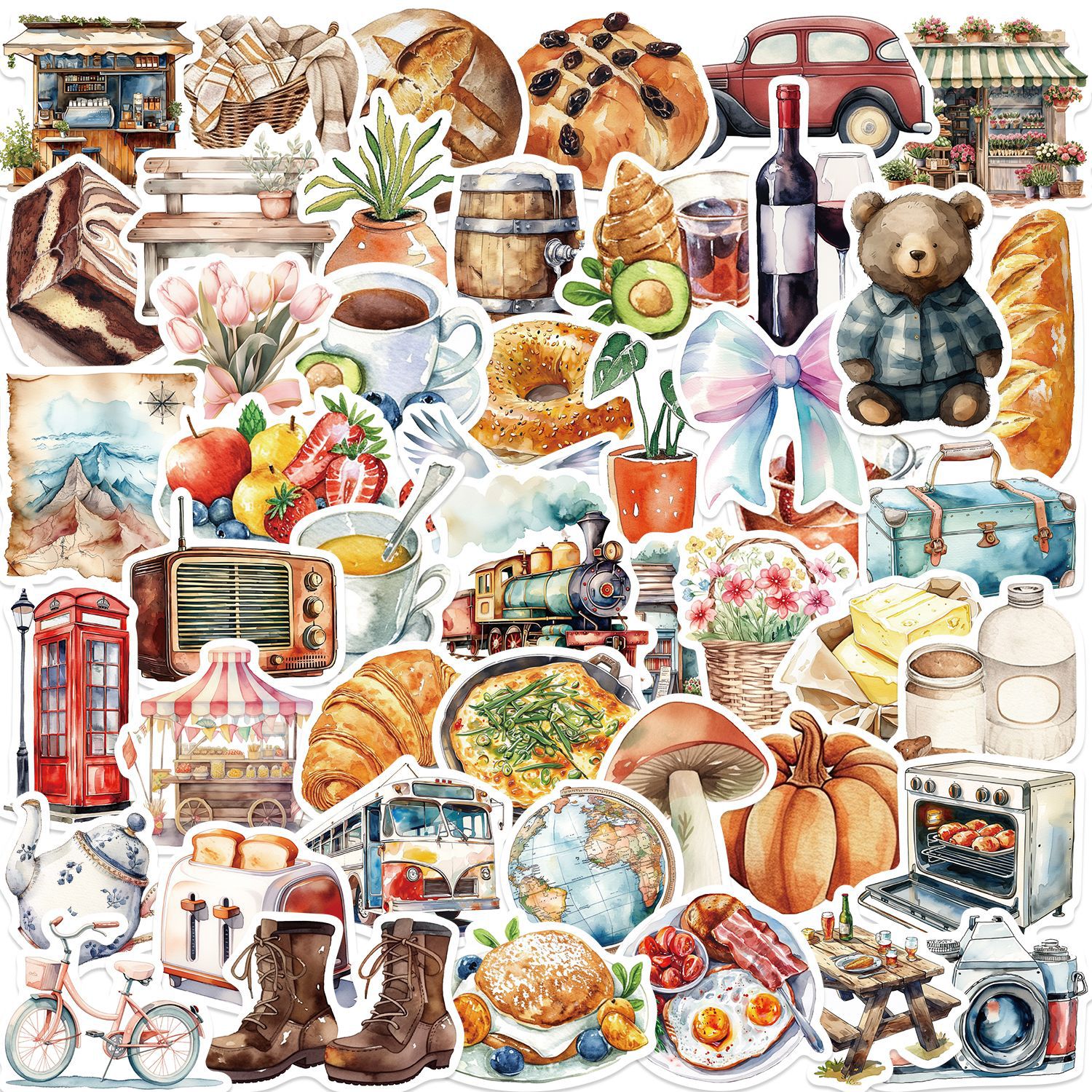 50 Cartoon Long Holiday Life Graffiti Stickers photo 5