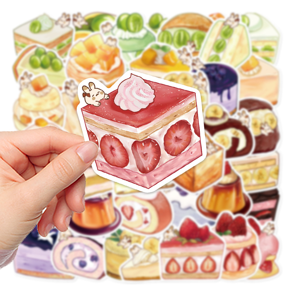 40 Original Hand-painted Cartoon Dessert Painting Phone Case Journal Book Computer IPad Water Cup Decorative Stickers photo 4