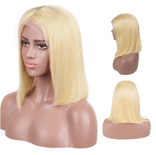 613 Blonde Bob Wig Short Straight Human Hair Wigs For Women photo 7