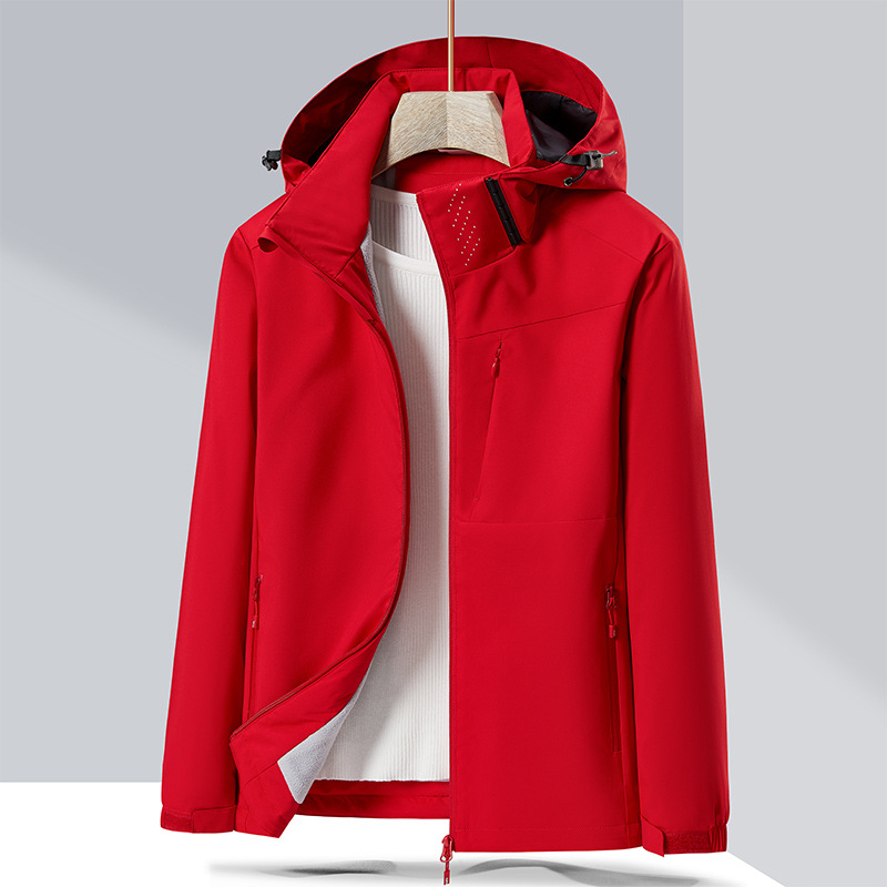 Couple Single-layer Jacket Windproof Sports Fleece-lined Padded Overalls photo 3