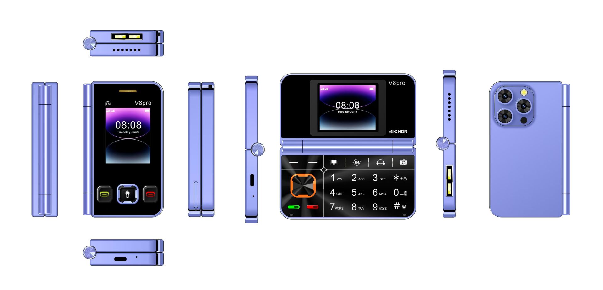 V8pro Dual Screen Folding Flip Function Mobile Phone photo 7