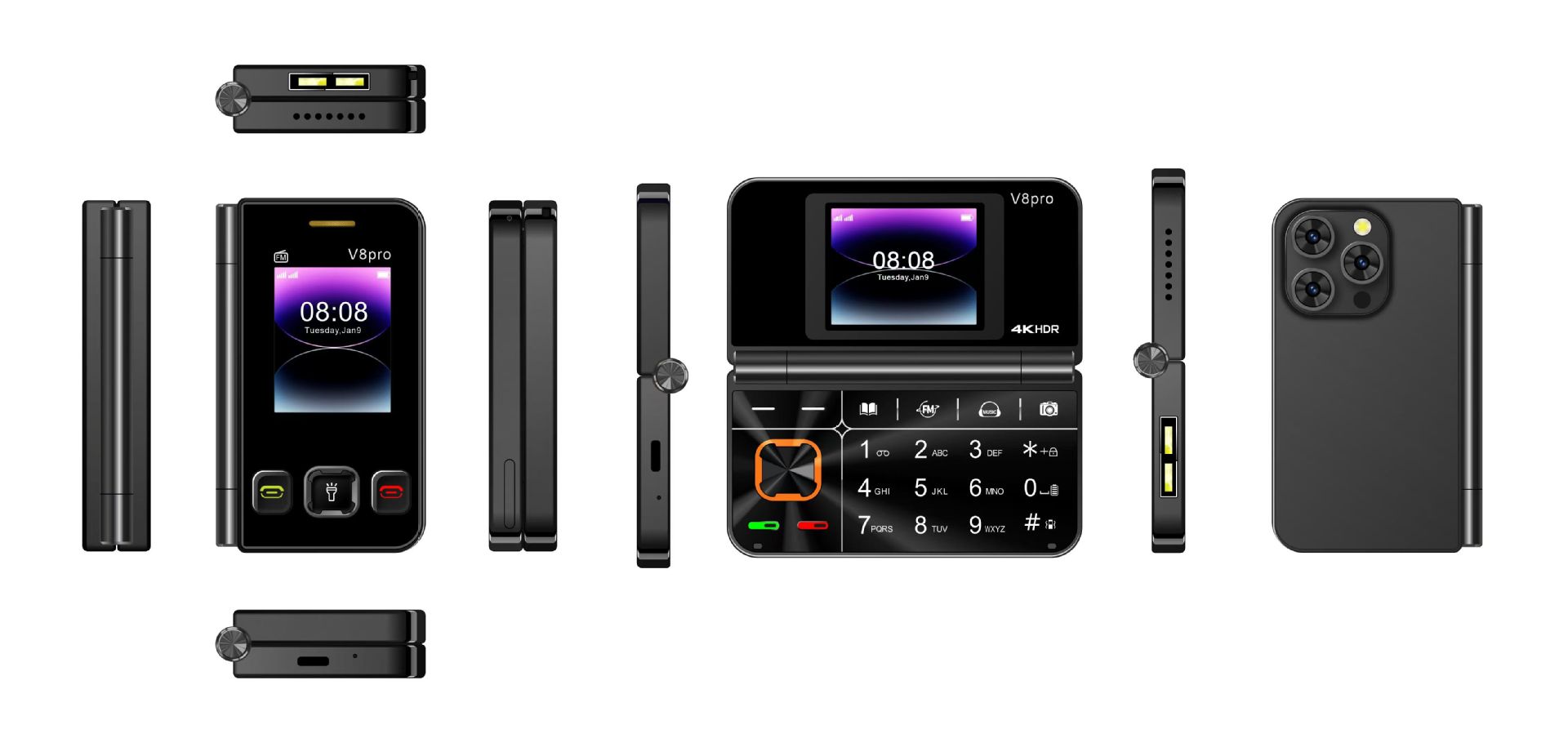 V8pro Dual Screen Folding Flip Function Mobile Phone photo 6