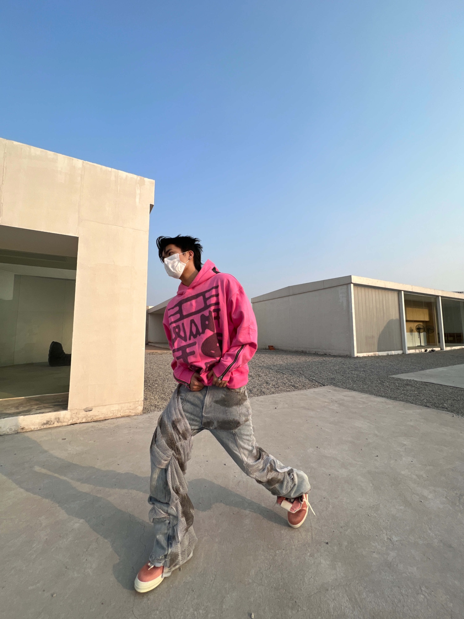 Desert Camouflage Mesh Washed And Worn Bat Jeans Couple photo 3