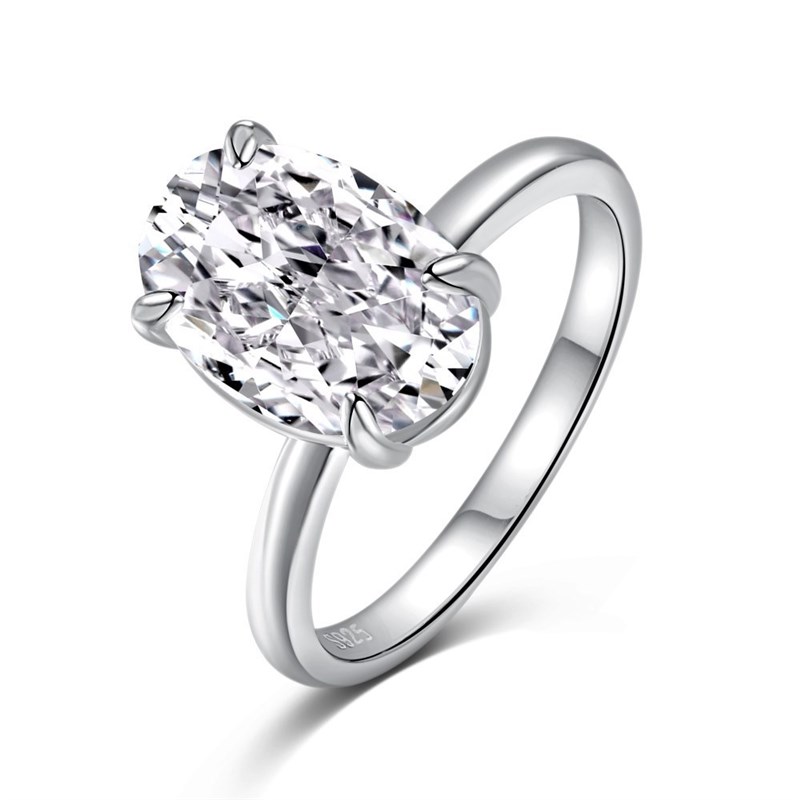Oval Ring Female Four-claw Cold High Luxury photo 4