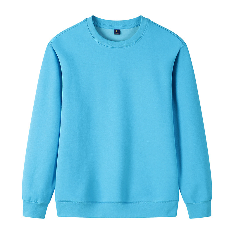 320g Straight Shoulder Pure Cotton Autumn Long Sleeve Round Neck Solid Color Sweatshirt Customized photo 8