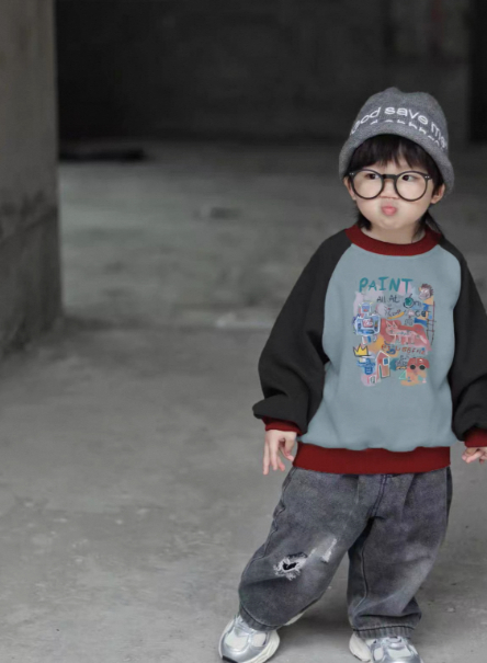 Color-block Raglan Hoodie For Parents And Kids Versatile And Easy To Style photo 4