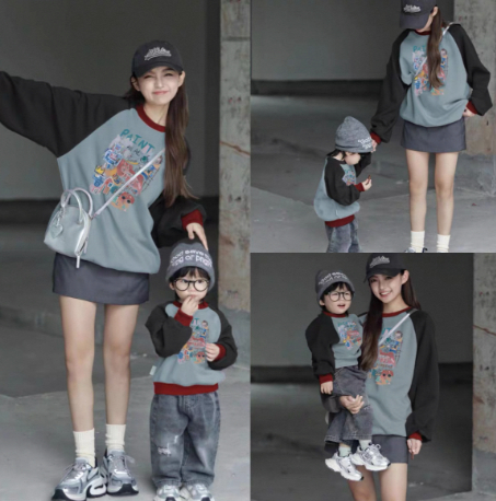 Color-block Raglan Hoodie For Parents And Kids Versatile And Easy To Style photo 1
